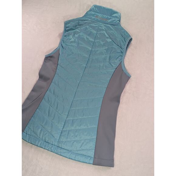 Columbia Omni-Heat Puffer Vest Size XS Teal & Gray Full Zip w/Zipper Pockets - Picture 13 of 13